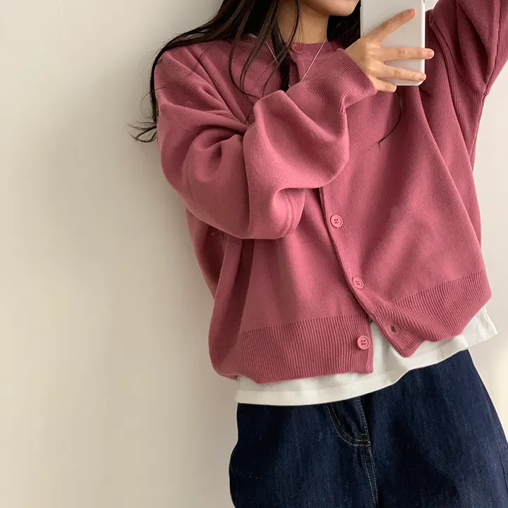 [ 데일리/무려~12컬러 ] 가을 겨울 포포 도톰 라운드 가디건 상세 이미지 2