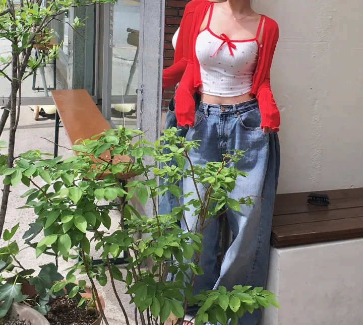 [만능코디!/핏보장🧚] 살안타템 쿨링 찰랑 커버업 여리 클로즈 브이넥 프릴 물결 가디건 (국내제작) 상세 이미지 2