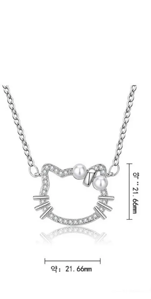 💗공주님목걸이💗1+1할인 키치하이틴 키티얼굴 진주목걸이 키티목걸이 헬로키티목걸이 여친선물 친구선물 생일선물 우정목걸이 여신목걸이 상세 이미지 4