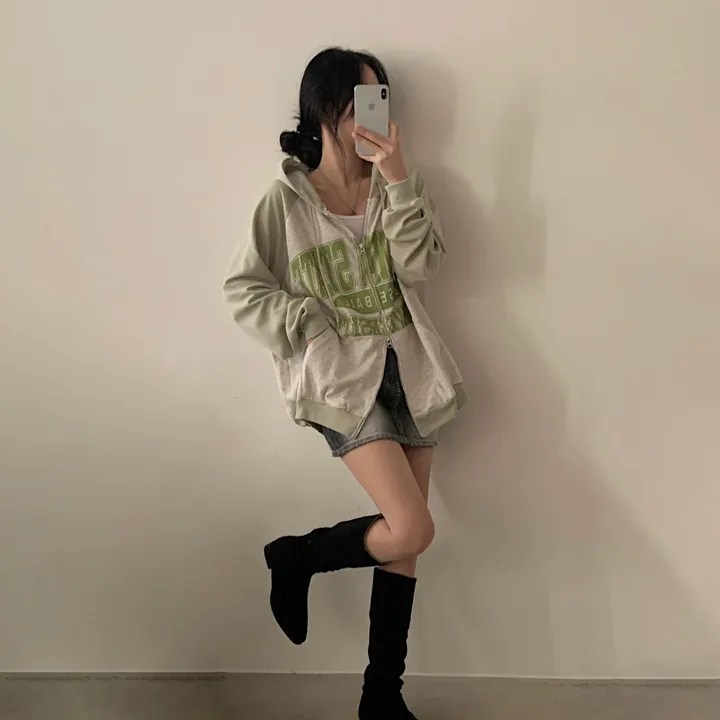 [봄아우터/오버핏🤎] 스테이 레터링 투웨이 배색 후드집업,점퍼 - 4color 상세 이미지 30