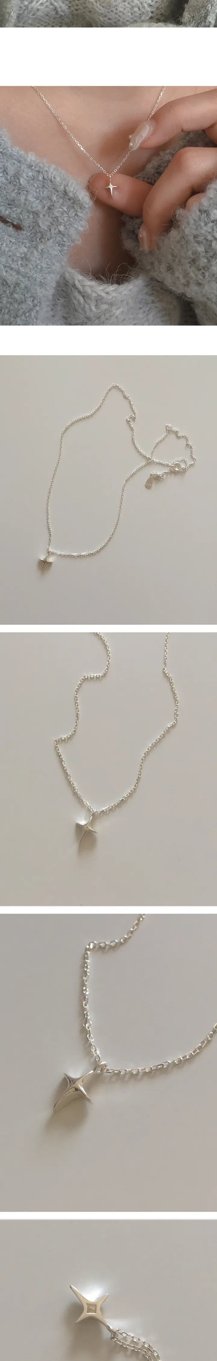 point cross necklace (silver925)(빠른출발) 실버 은 목걸이 크로스 별 펜던트 상세 이미지 3