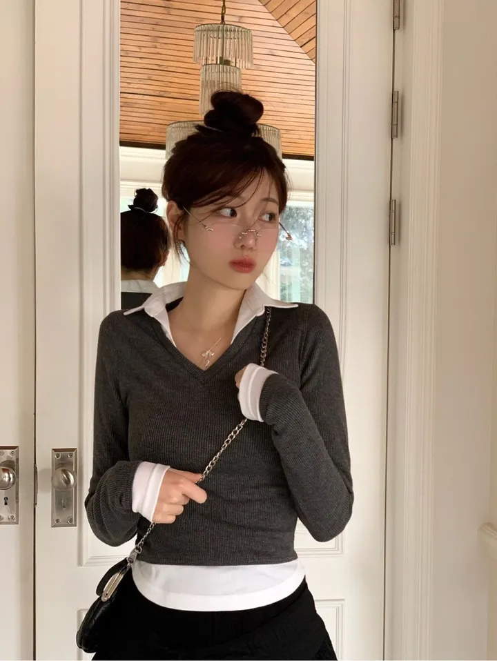 [캐시미어가디건ෆ잘록핏]르본 배색 아가일 패턴 잘록 시보리 카라넥 캐시미어 울니트 버튼 가디건 4color 상세 이미지 36