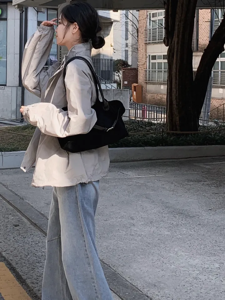 [트렌치 바람막이🤍/아우터맛집!] 트렌치바람막이 야상 하이넥 바람막이 숏트렌치 간절기아우터 데일리룩 숏야상 봄 자켓 오버핏자켓 상세 이미지 56
