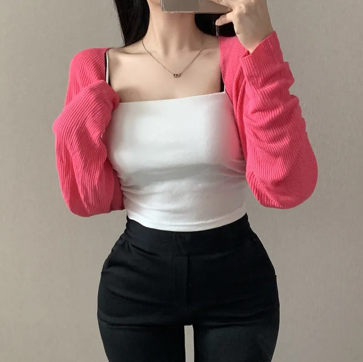 *[4col/핏예쁨]가벼운 썸머 데일리 크롭 니트 볼레로 가디건 상세 이미지 15