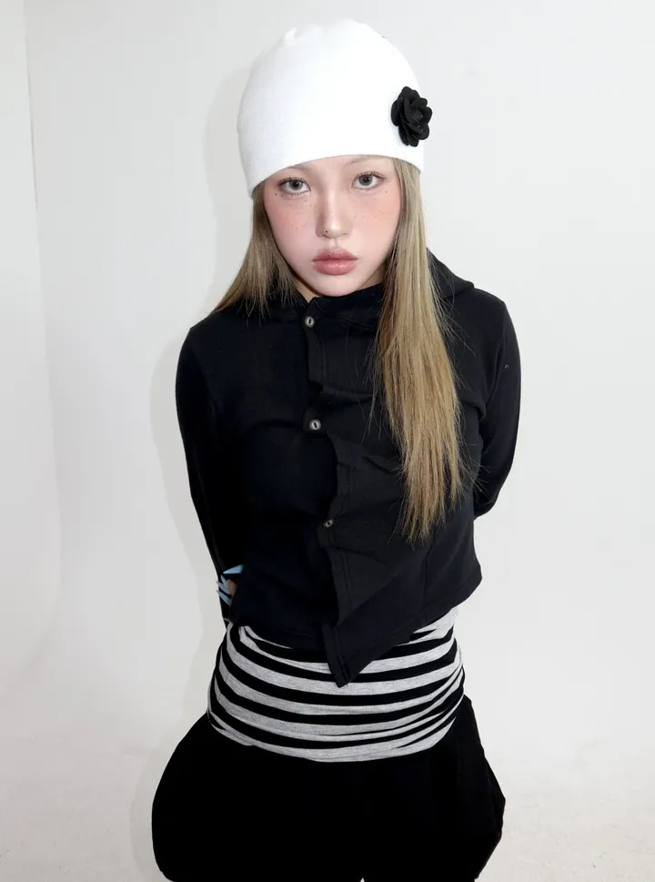 🖤 FLOWER B&W BEANIE 플라워 비니 (2 colors) 상세 이미지 8
