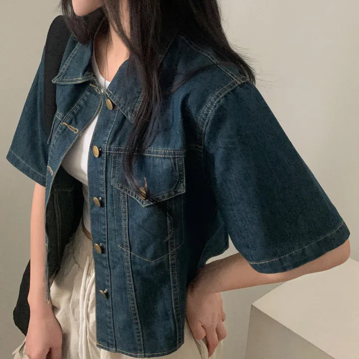 [데일리/청순무드(＊’͜’ )] 봄웨더 반팔 데님 크롭 청자켓 - 3color 상세 이미지 30