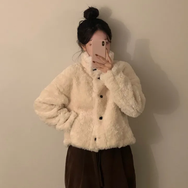 [문의폭주🐻] 베어 버튼 뽀글이 퍼 숏코트 자켓 / 누빔 코트 자켓 - 3color 상세 이미지 21