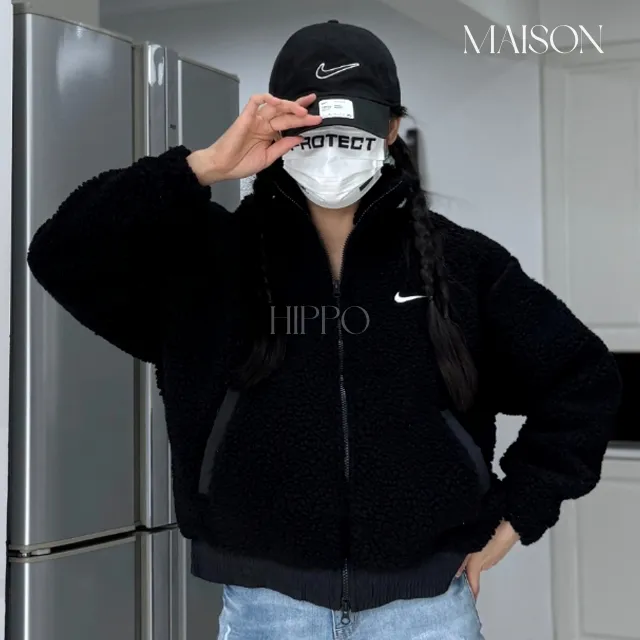 나이키 스우시 셰르파 플리스 뽀글이 자켓 블랙 DR5629-010 상세 이미지 4