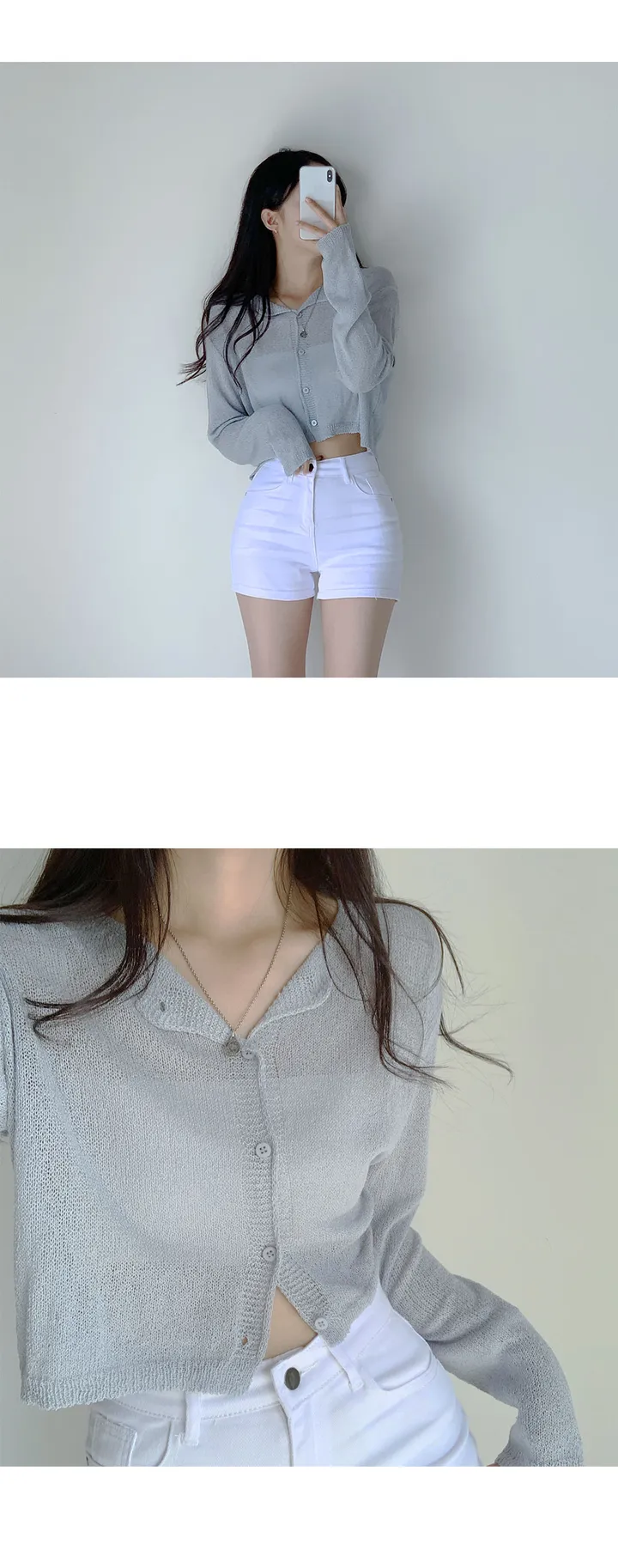 [살안타💖] 팝핑 솜사탕 니트 가디건크롭 시스루 레이어드 볼레로 커버업 부클 가디건 가을 간절기 아우터 살안타템 상세 이미지 25