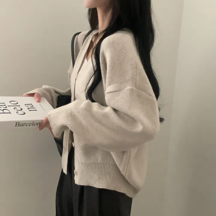 [폭닥/요즘에딱!] 프렘 베이직 브이넥 오버핏 니트가디건 - 8color 상세 이미지 10