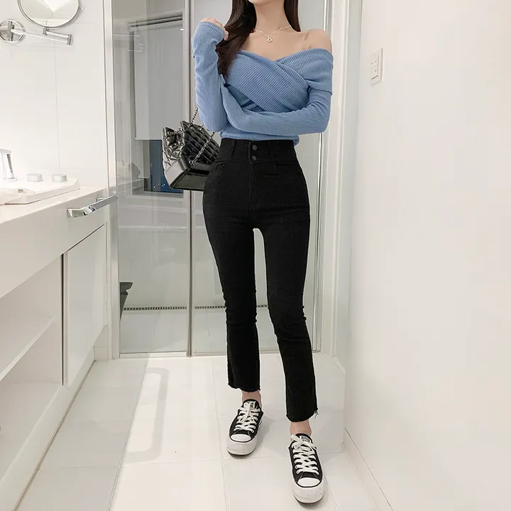 ( 당일출고!!, 핏보장!! ) 브이넥 오프숄더 골지 롱소매 기모 랩긴팔티 상세 이미지 8