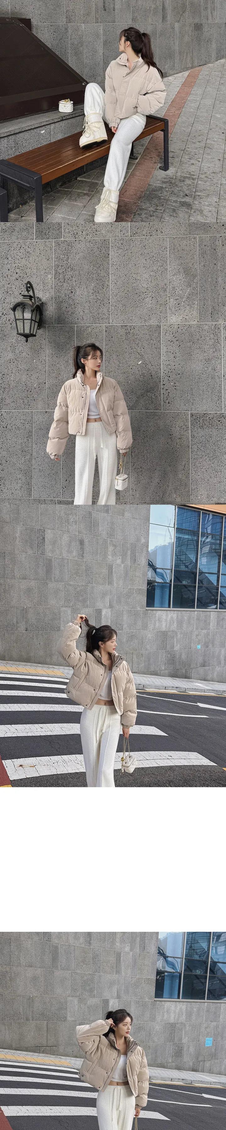 [무광레더/매트질감/어깡❌/고퀄/5col] 노라트 하이넥 카라넥 스냅버튼 지퍼 웰론 페이크레더 매트 무광 레더 크롭 패딩 상세 이미지 36
