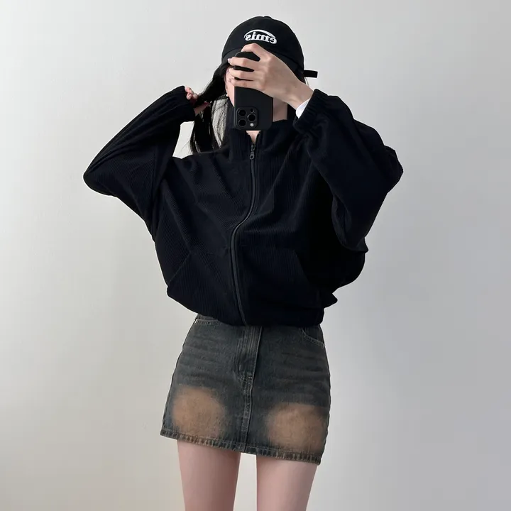 감성100% [최저/Y2K] 카라멜 코듀로이 반집업 - 5color 상세 이미지 22
