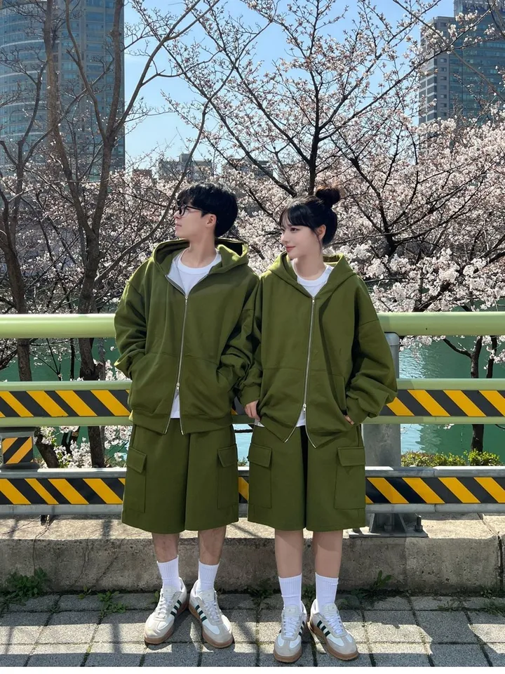 🌼당일출고🌼💗2000장 돌파💗[고퀄 핏대박/7Color/신상] 빅사이즈 투웨이 후드집업 카고 버뮤다 팬츠 트레이닝 세트 커플룩 시밀러룩 오버핏 꾸안꾸 트레이닝복 상세 이미지 25