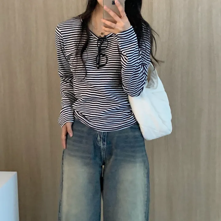 [날씬핏🦊/매일매일] 블리스 라운드넥 단가라 긴팔티셔츠 -4color 상세 이미지 25