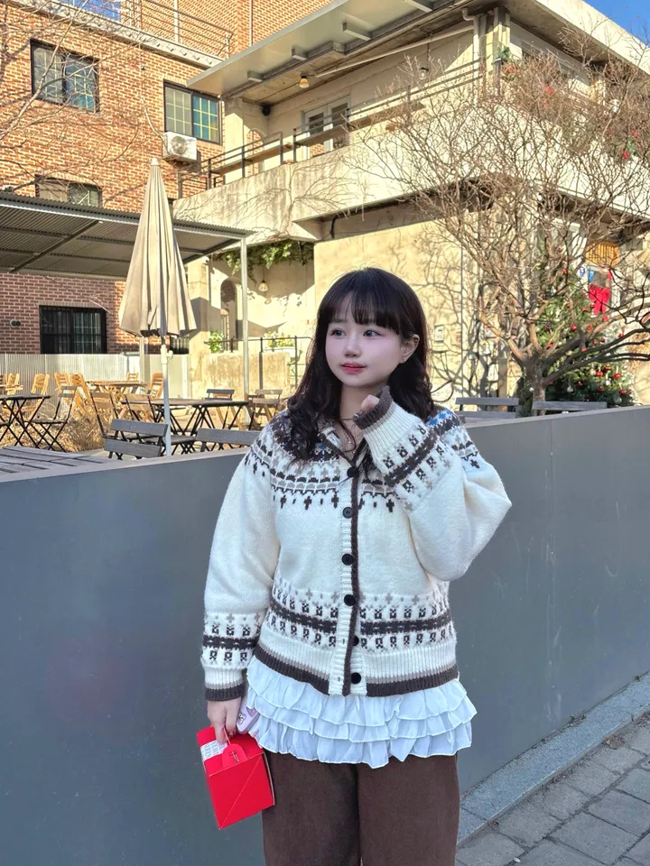 [55-77] 포근 도톰 루즈핏 노르딕 후드 가디건 상세 이미지 6