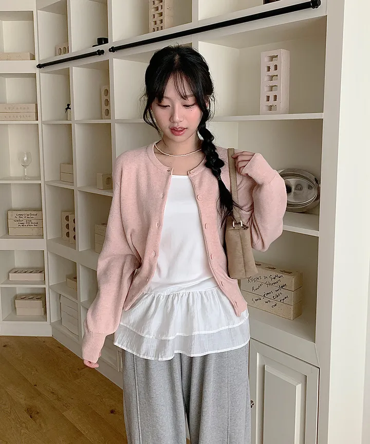 [데일리강추💗] 블러 라운드넥 가디건 봄 가을 / 출근룩 긴팔니트 봄가디건 가을가디건 하객룩 데일리룩 클래식블랑 상세 이미지 29