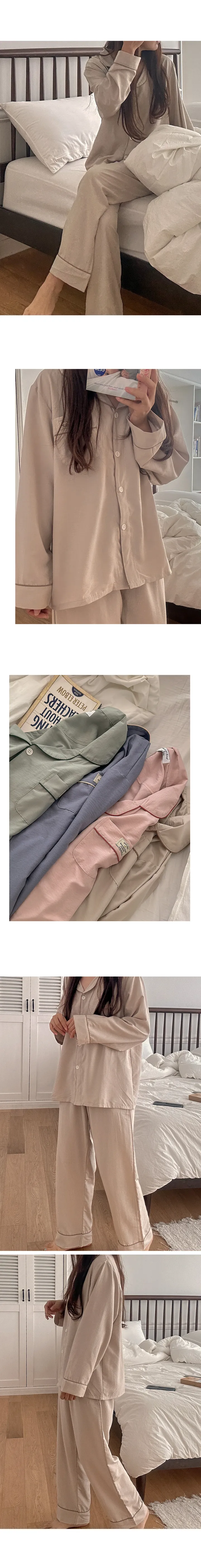 🌷 2만장 돌파🙏 당일발송 H.made✔ 베르니 무지 커플 잠옷 봄 가을 긴팔 파자마 세트 7color 상세 이미지 16