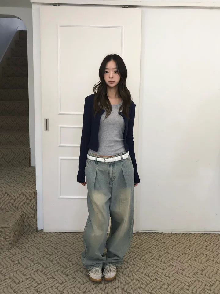 슬림핏 숏 골지 가디건 상세 이미지 31