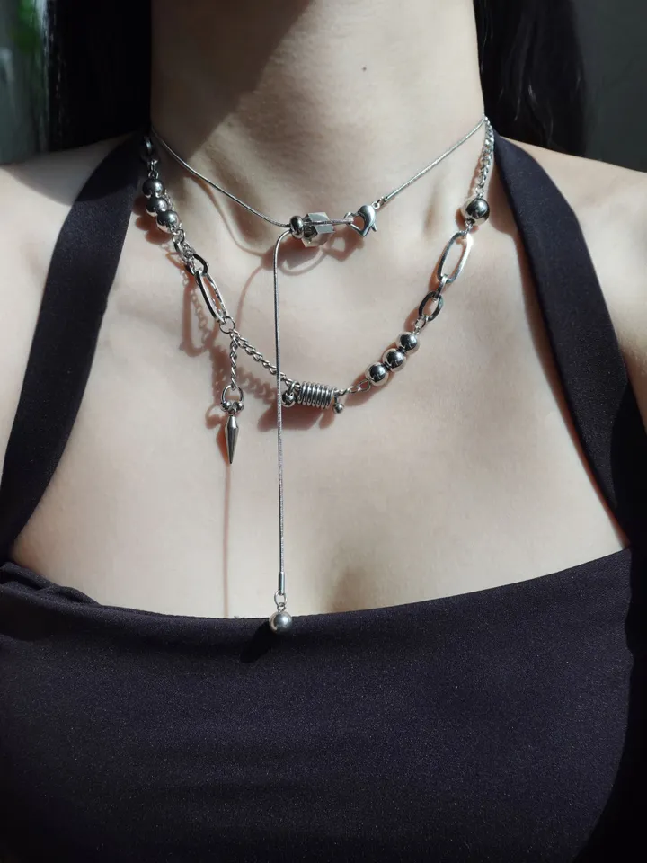 [써지컬] chic drop necklace | 미니멀 시크 드롭 뱀줄 목걸이 상세 이미지 10