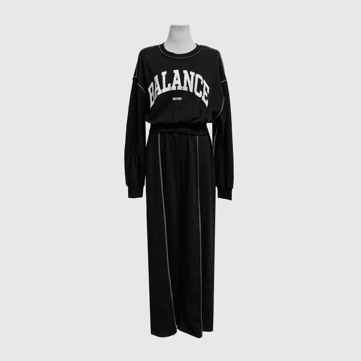 (F~2XL/부분당일발송/자체제작/주문폭주~)리노 맨투맨 팬츠 셋업 레터링 배색 리버스 스티치 트레이닝 투피스 세트 상세 이미지 32