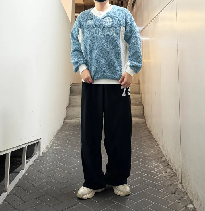 [1+1할인]덤블 양털 밍크 후리스 자수 패치 블록코어 스트링 오버핏 브이넥 아노락 맨투맨 상세 이미지 147