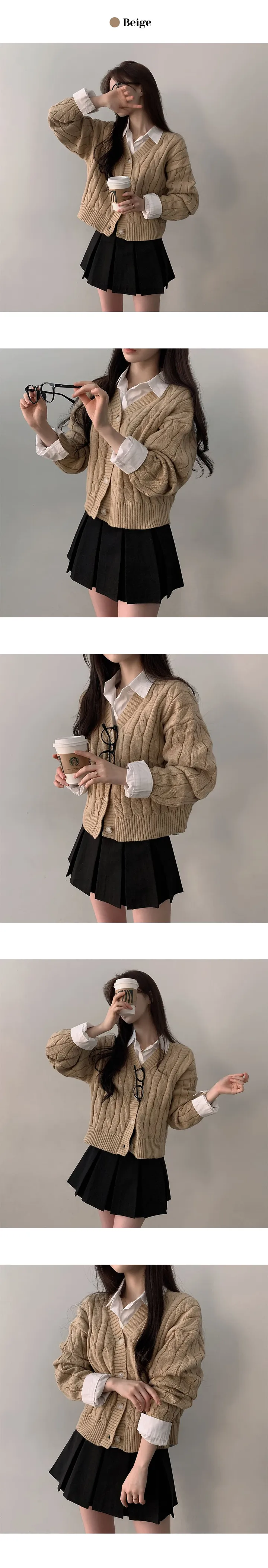 [색감맛집/가디건 종결!] 디부 루즈핏 브이넥 꽈배기 니트 가디건 (8color) 상세 이미지 7