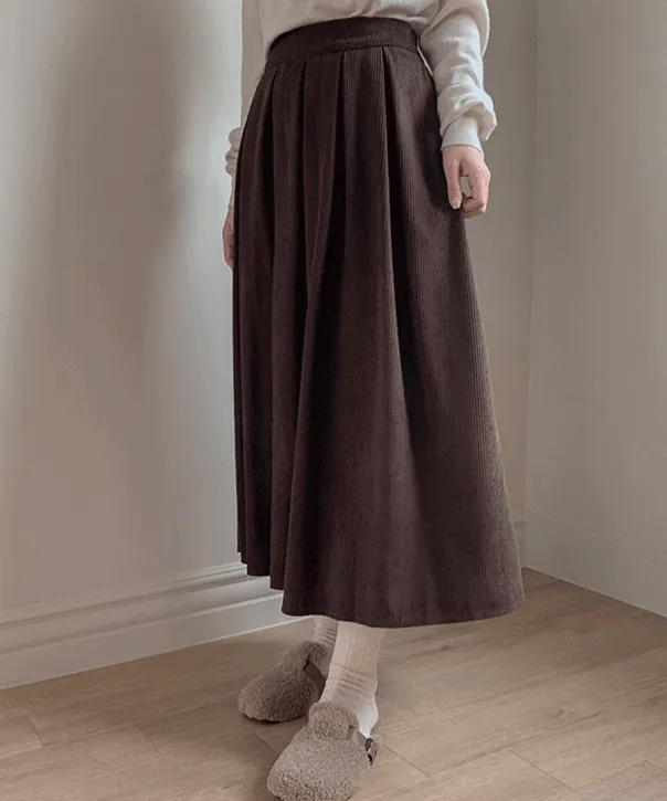 [🥇가을겨울스커트1위🥇][4color]골덴투핀턱2 플레어반밴딩스커트