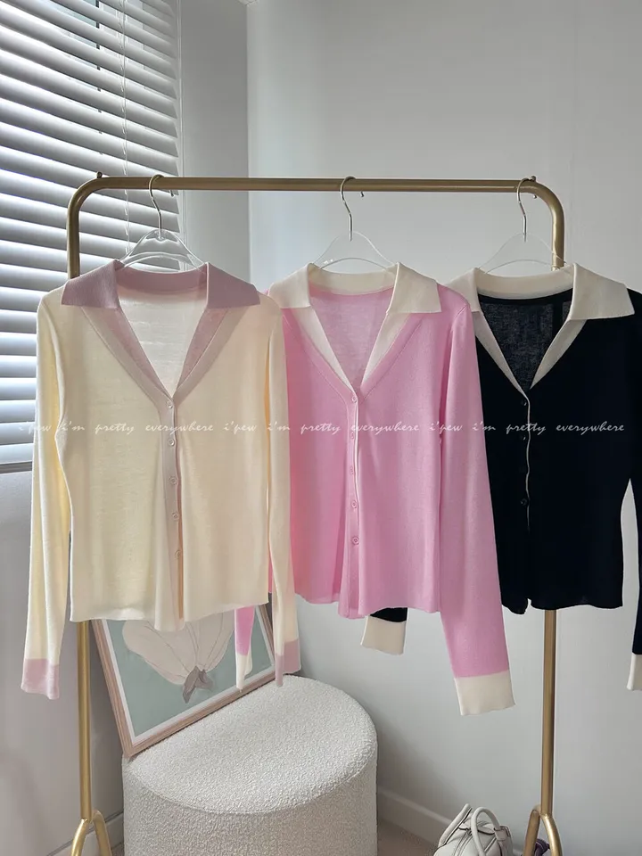 (강추)브리에 카라 배색 니트 가디건 -3color / 맨투맨 후드 집업 청바지 데님 원피스 3부팬츠 반바지 상세 이미지 43