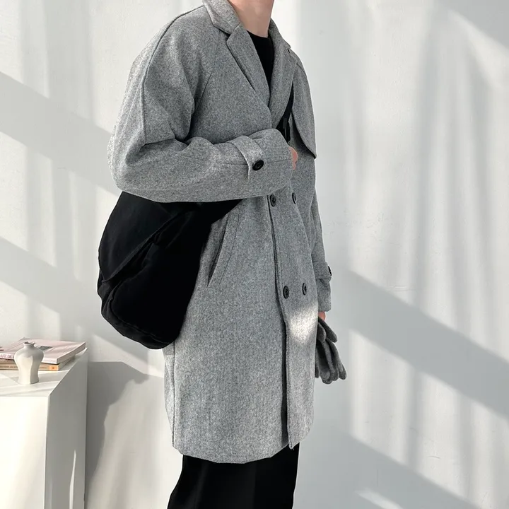 봄 가을 겨울 오버핏 하프 코트 미니멀 빅사이즈 아우터 남자트렌치라이크더블코트 상세 이미지 23