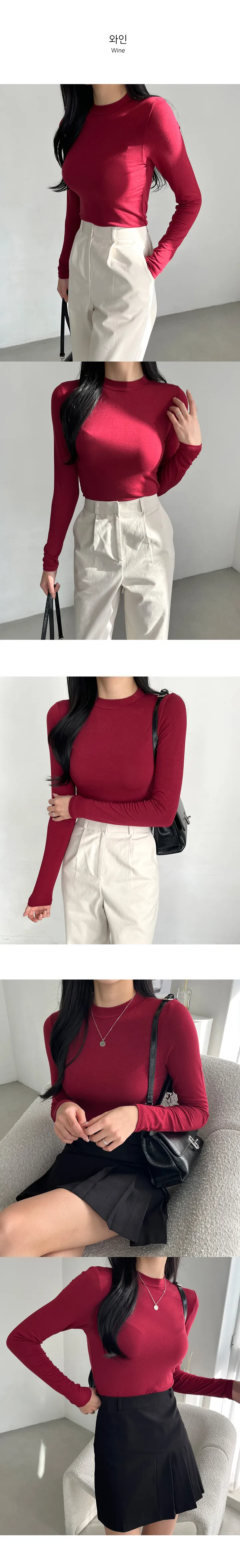 (쫀쫀/핏메이커) 늘씬핏 데일리 슬림 스판 긴팔 티셔츠 12color 이너 레이어드 무지 상세 이미지 19