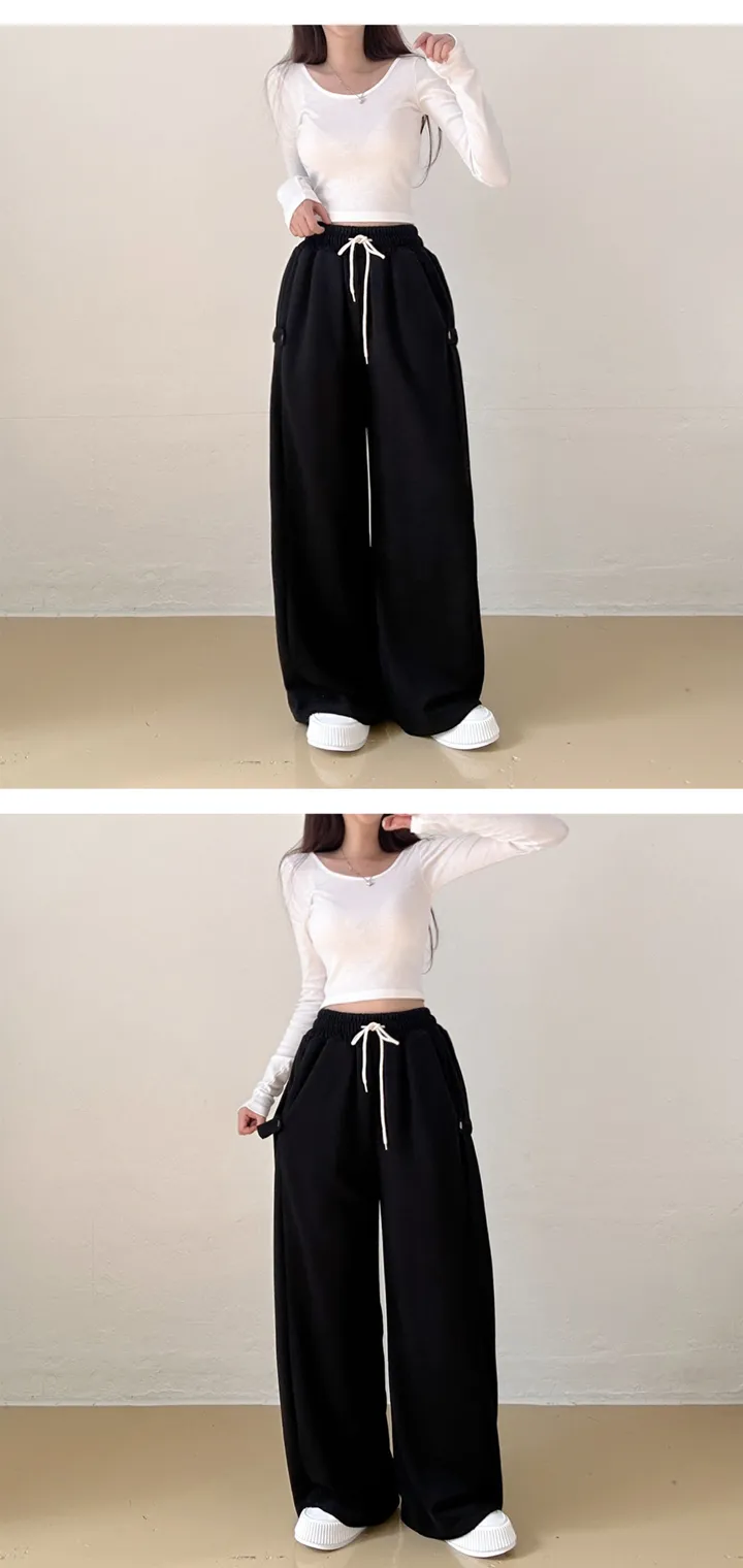 기모추가 *9col*[힙데일리🖤/숏,롱/하체완벽커버!] 골반업 비조 사이드 스냅 하이웨스트 트레이닝 와이드 팬츠 상세 이미지 34