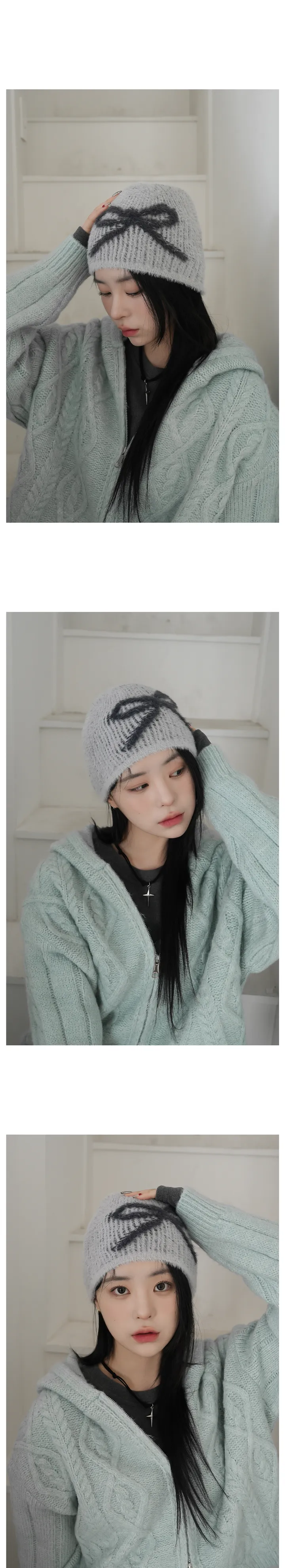 메이소 앙고라 리본 비니 상세 이미지 4