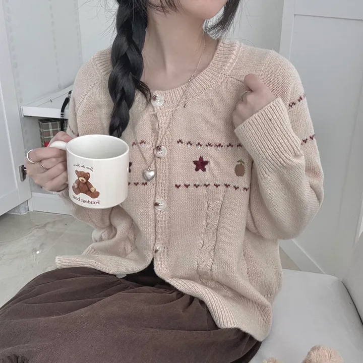 주문폭주🔥 [러블리~🧸/도토리🌰] 빈티지 자수 꽈배기 케이블 가디건 봄 가을 겨울 니트 상세 이미지 18
