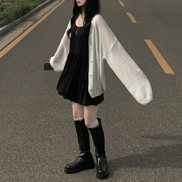 [햇빛차단☀️/왕오버핏!] 보호본능 왕박시 브이넥 여름 벌룬 가디건 빅사이즈 체형커버 살안타템 여행룩 상세 이미지 14