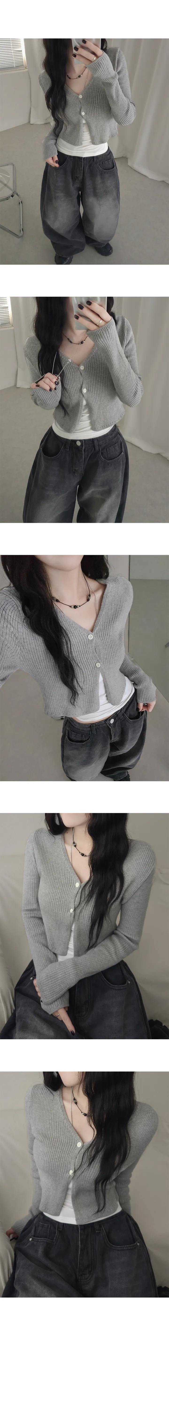 [핏보장/포근색감🖤] 밤비 크롭 투버튼 봄가을 기본 데일리 베이직 브이넥 긴팔 가디건 6color 상세 이미지 9