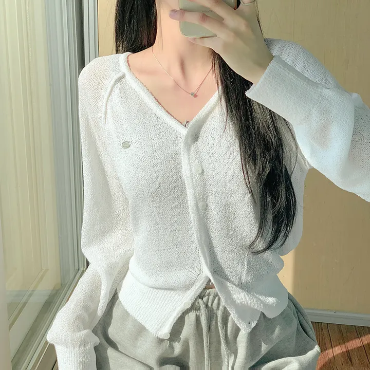 [여름신상💗] 부클 파스텔 팬던트 심볼 브이넥 여름 가디건 - 6color (파스텔/펜던트/와펜/나그랑/긴팔/브로치/쭈리/꾸안꾸/데일리/베이직/그물) 상세 이미지 12