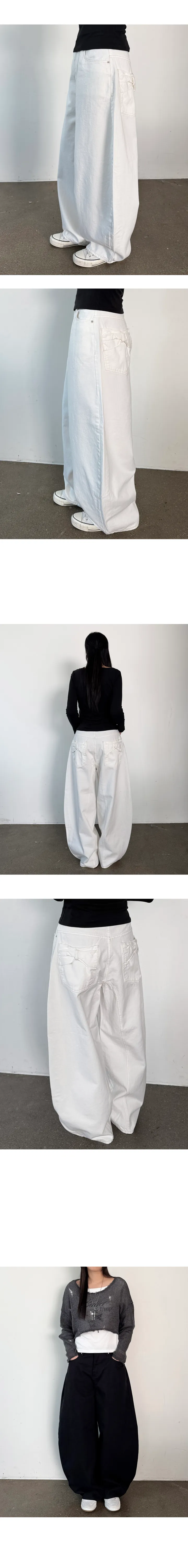 (3size) 리본 포켓 코튼 와이드 팬츠 상세 이미지 3