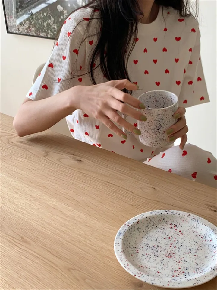 텐마 하트 반팔 긴바지 홈웨어 상하세트 파자마 잠옷세트 상세 이미지 15