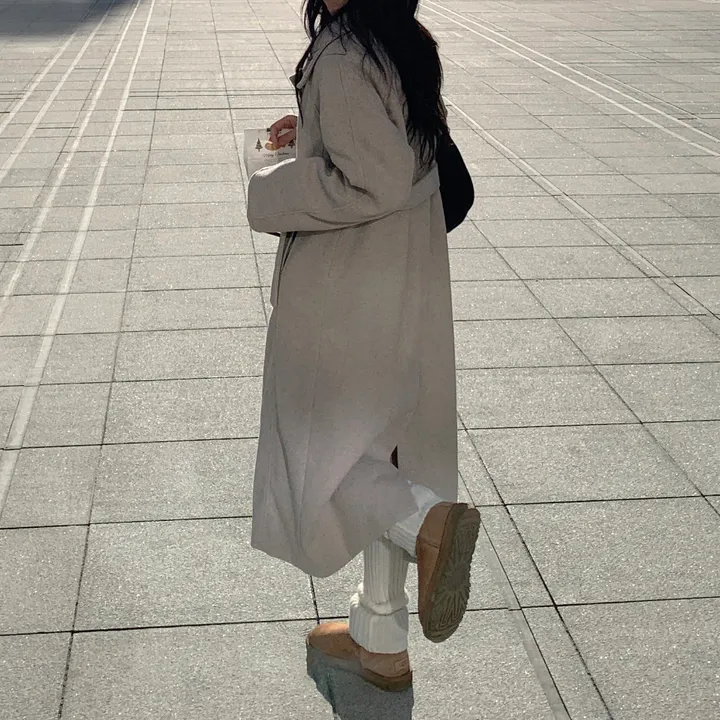 [wool30%/고퀄리티] 히든 버튼 오버핏 벨트세트 허리끈 발마칸 싱글 롱 코트 상세 이미지 12