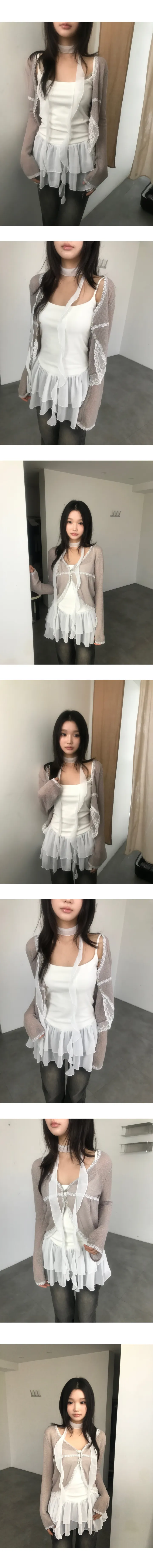 [레이어드 추천템!/유니크🩶]두아 시스루 버튼 레이스 레이어드 니트 가디건 상세 이미지 6