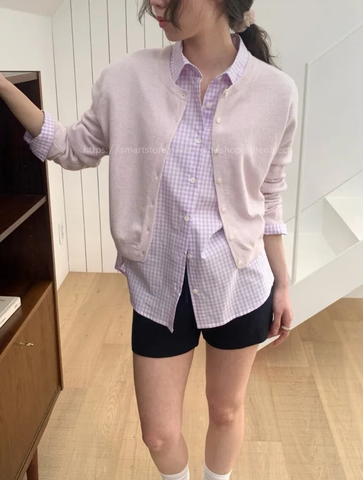 [레드당일] 데일리 라운드 캐시가디건 베이직 기본 니트 자개단추 봄 간절기 올리브 연핑크(5color) 상세 이미지 15