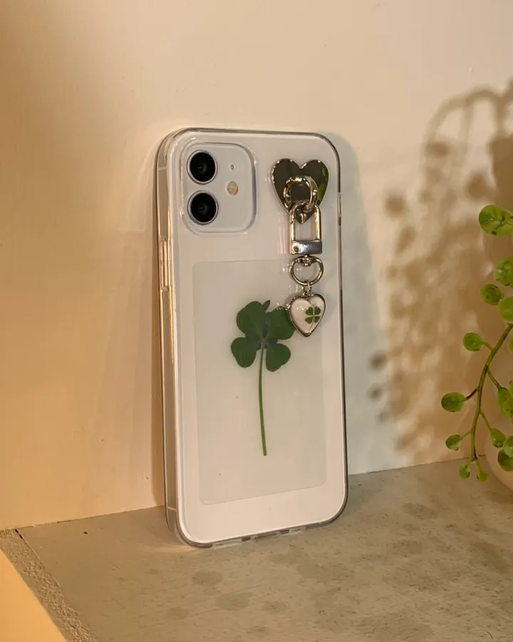 [케이스세트🍀] 생화 클로버 키링 케이스 real clover keyring phonecase (행운선물/졸업선물/수능선물/스승의날선물/어버이날선물/친구선물) 상세 이미지 1