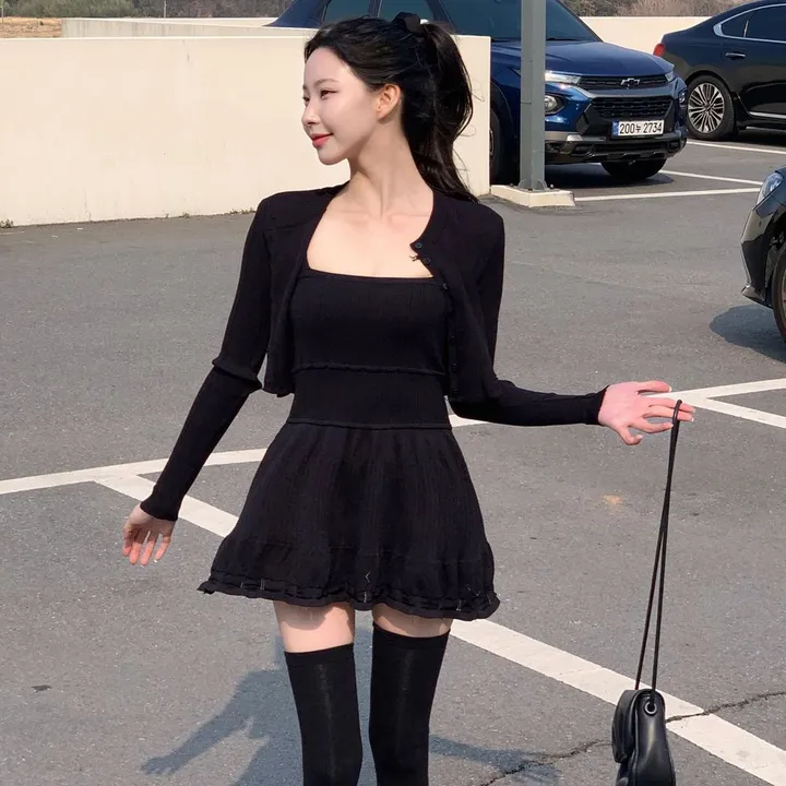 [여리무드🌹] 미닛 가디건 나시 원피스 세트 / 나시원피스 캉캉원피스 플레어 플리츠 미니원피스 니트 여름원피스 골지원피스 얇은 봄가디건 봄원피스 크롭가디건 골지가디건 볼레로 상세 이미지 36