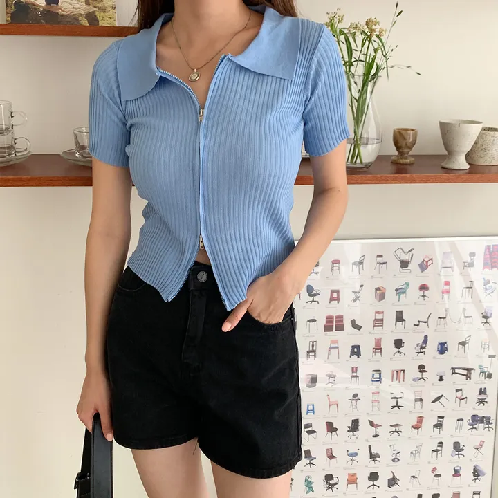 양지퍼반팔가디건 지퍼니트가디건 상세 이미지 19