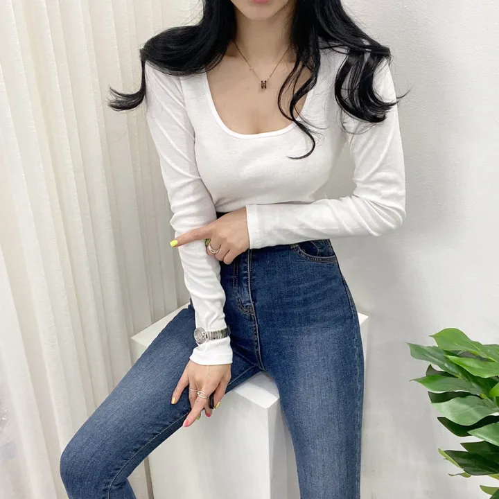 🚀당일발송🚀[묶음할인/데일리템] 봄 가을 디아 카야 둥근 스퀘어 긴팔 티셔츠 이너티 상세 이미지 11