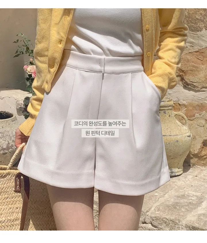 [여름🌿][1만장돌파/XS-XL/반품률ZERO🖤][자체제작] 라이프 쫀득 원핀턱 하프 슬랙스 상세 이미지 11