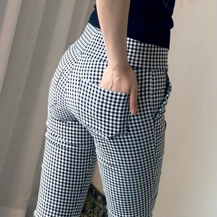 여름 몸매보정 체크 밴딩 스판 슬림 일자 슬랙스 팬츠 상세 이미지 10