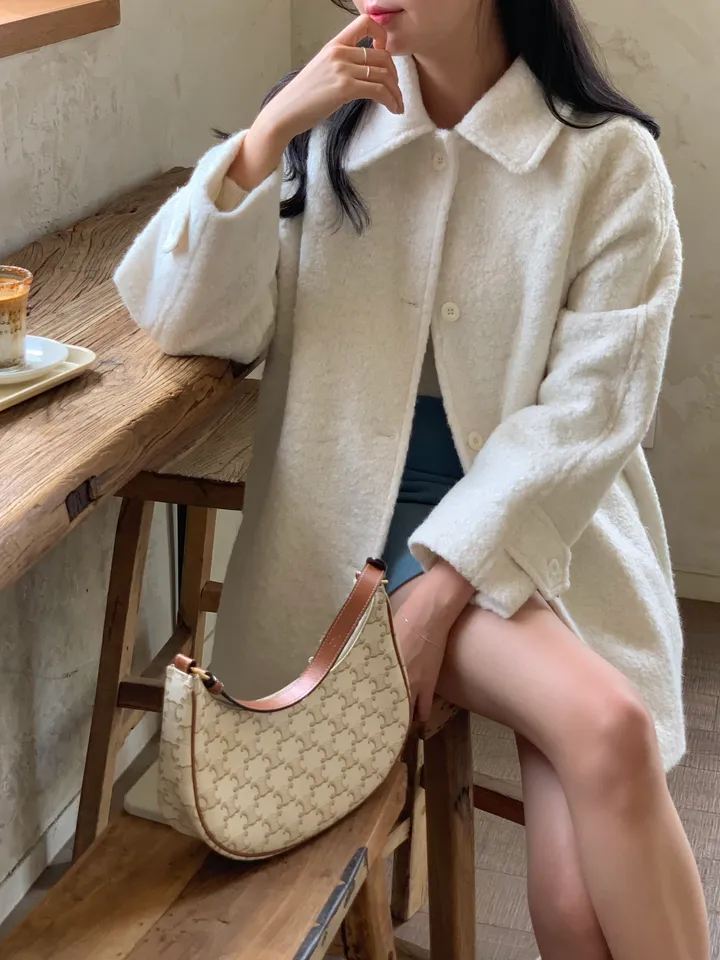 [울 40%][누빔안감] 페이버 부클 오버핏 하프 코트 하객룩 (3 color) 상세 이미지 5