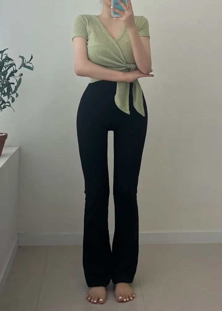 [강력추천/인생핏]하이웨스트 부츠컷 레깅스 세미부츠컷 에슬레져 요가 필라테스 헬스 러닝 골프 테니스 운동복 연습복 데일리 상세 이미지 6